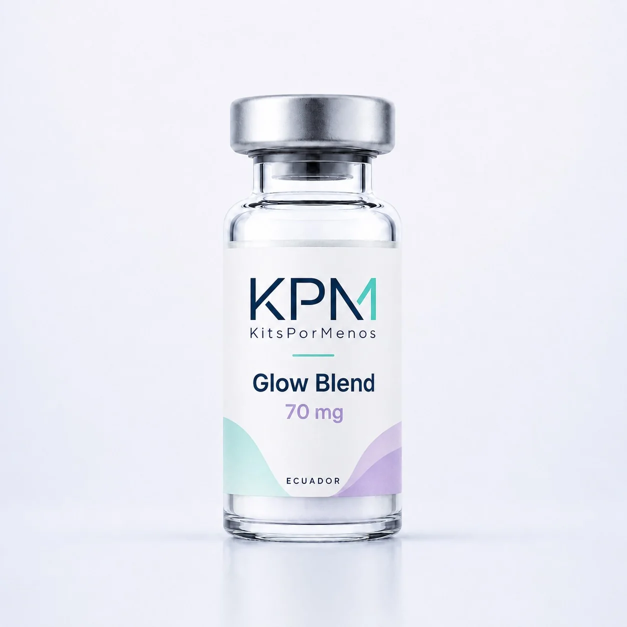 Frasco KPM etiquetado como Glow Blend 70 mg